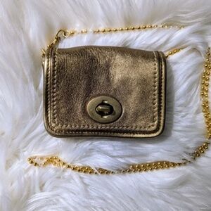 Rare Vintage Coach Mini Bag Metallic Gold Like New